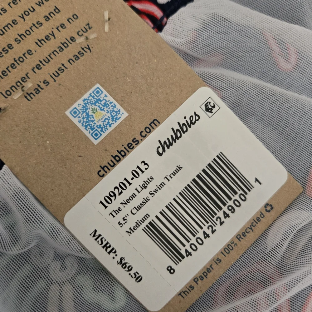 NWT Chubbies The Neon Lights Swim Shorts